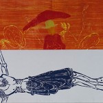 “G. P. Seurat: In the Park”. 2010, edition 1, canvas, coloured woodcut, wooden stamps, 107 cm x 299 cm